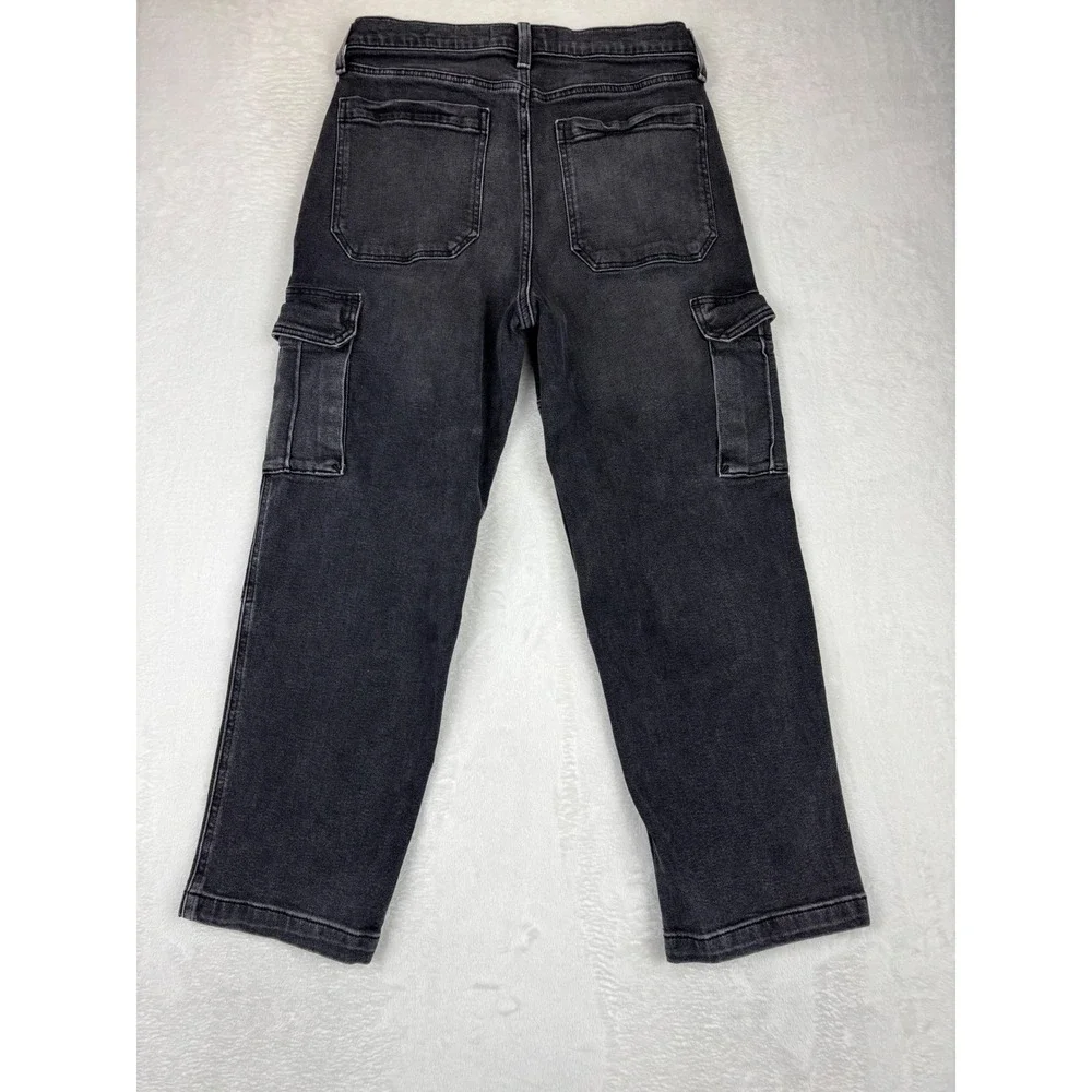 Hollister Baggy Cargo Mens 30x30 Jeans Fuzzy Black Faded Denim Utility Pants